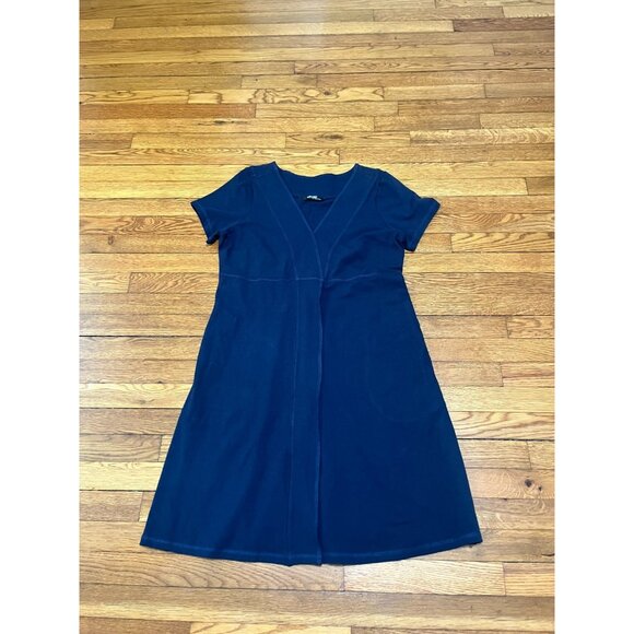 eShakti Dress Women's Size Large 14 Blue Short Sleeve V Neckline Cotton Blend - Picture 1 of 4